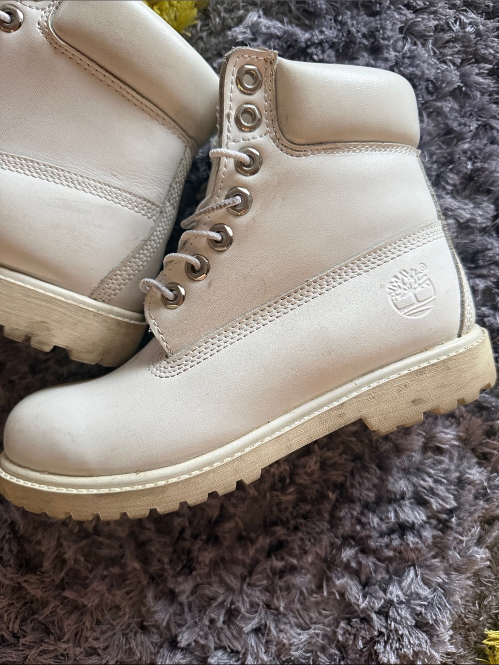 Timberland Women's white Lace-Up Leather Boots 6 7